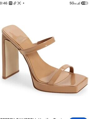 JEFFREY CAMPBELL Hustler Patent Leather Strap SlipOn Slide Platform Mule Sandal